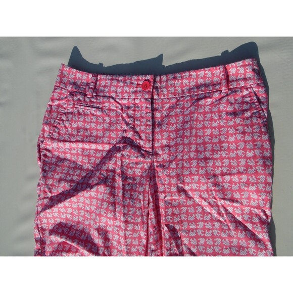 Talbots 4p Long Shorts Pink White Fish Vacation Beach Tropical Coastal - Picture 2 of 7
